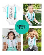 Baby Boy Easter Outfit with Bunny Tie and Mint Suspenders